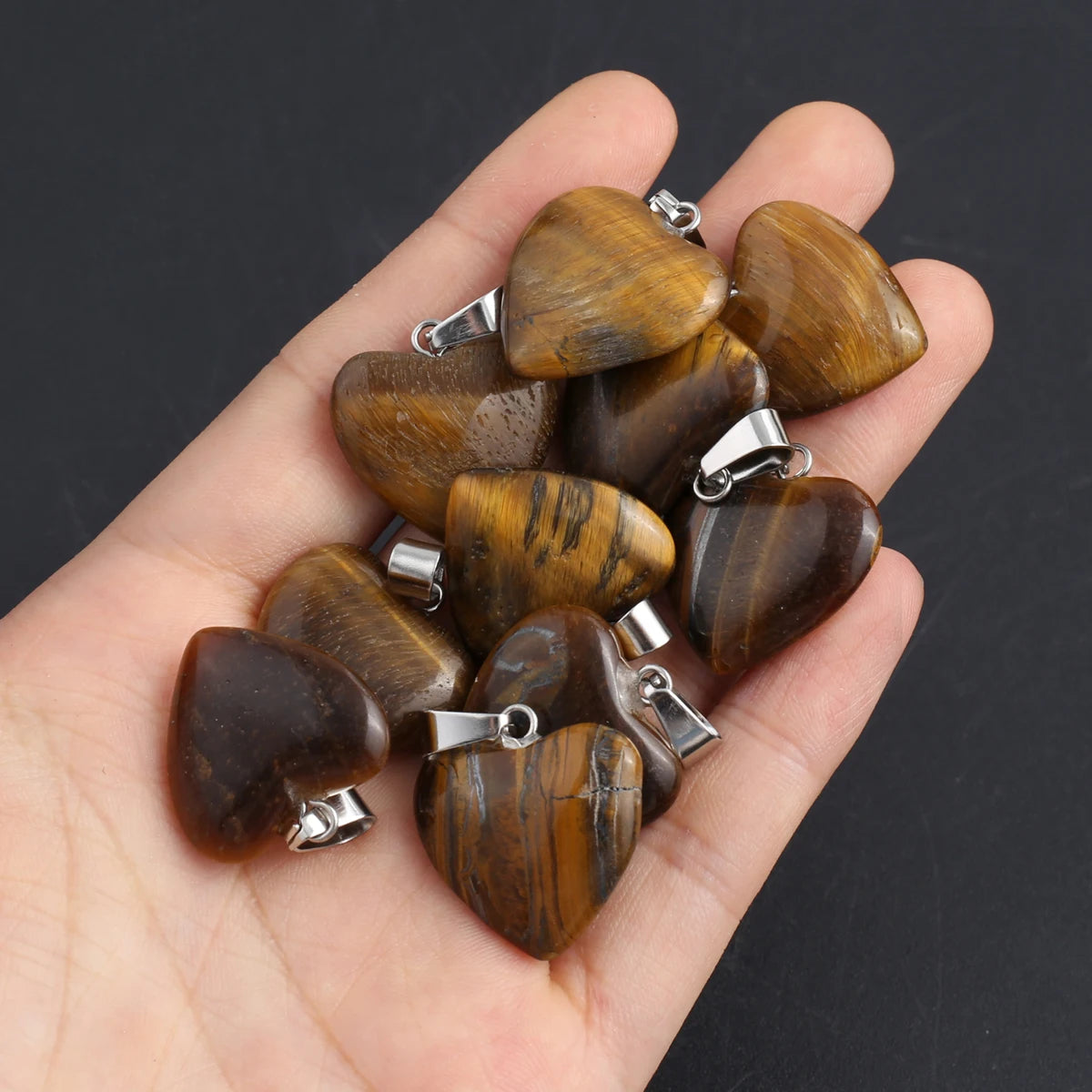 5pc Natural Stone Pendant Heart Clear Quartz Healing Crystals Stone Charms For Jewelry Making DIY Necklaces