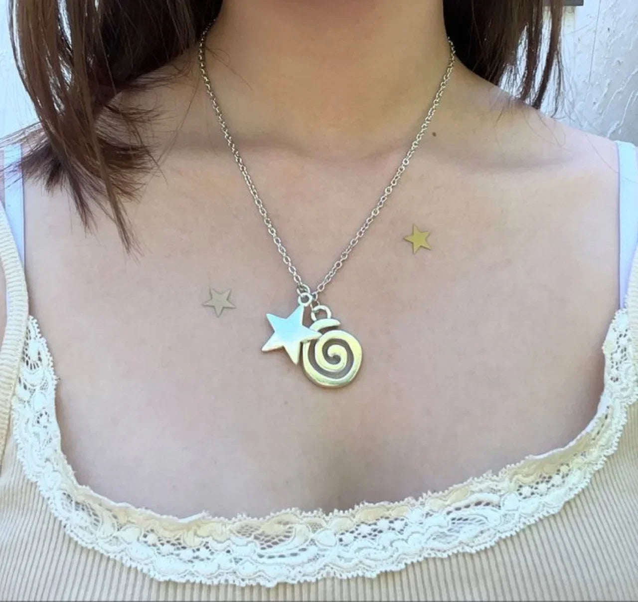 Spiral Vortex Pentagram Pendant — Silver