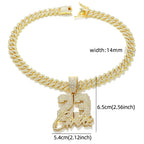 New Fashionable Men Hip Hop Number 23 Pendant Necklace With 13mm Cuban Chain HipHop Alloy Iced Out Bling Necklaces