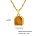 Fashion High Quality Natural Stone Square Pendant Stainless Steel Long Chain Necklace Trendy Simple Popular Jewelry for Men Gift