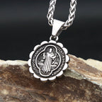 Cross Saint Benedict Steel Pendant Vintage Catholic