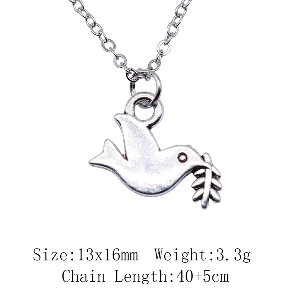 New Fashion Peace Symbol Pendants Necklace Jewelry Gift Peace Sign Peace Dove Necklace For Women
