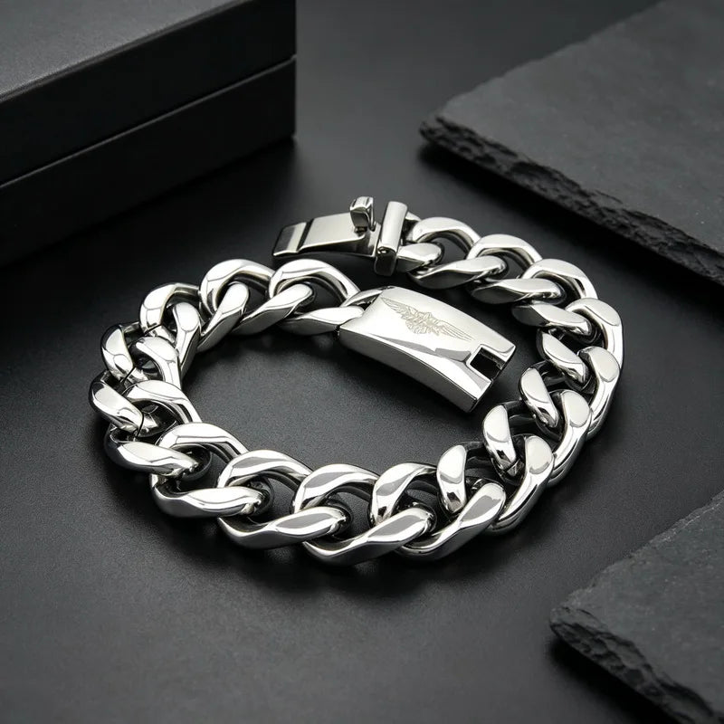 Men Bracelet for Man Stainless Steel Minimalism 13MM Curb Link Chain Men's Bracelets On Hand Bands Jewellery