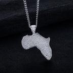 Iced Out Africa Map Pendant — 925 Silver