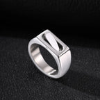 Rotatable Stainless Steel Spinner Ring for Men, Geometric Square Fidget Band Silver Color Daily Wear Jewelry Gift Size