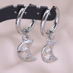 Moon Dangle Huggie Hoop Earrings, Multi-Style — Stainless Steel