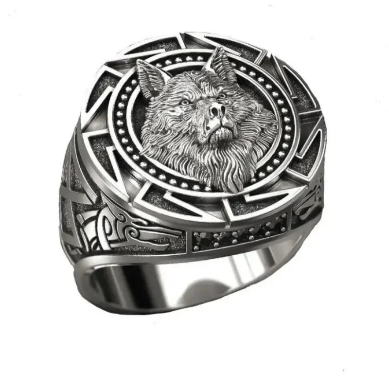 Viking Wolf Totem Head Ring — Stainless Steel