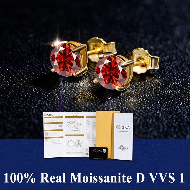 Moissanite Studs Earrings Pass Diamond tester Pen For Men Women 18K Platinum Plated Bride Wedding Gemstone 925 Silver Earrings
