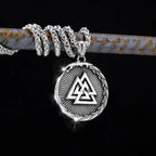 Nordic Totem Amulet Rune Necklace Retro Geometric Pattern Stainless Steel Jewelry Viking Punk Pendant Men's Fashion