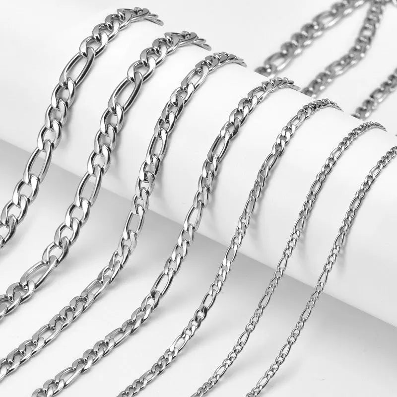 925 Sterling Silver 40-75cm Figaro Chain Necklace Men Women Fashion Simple Chain Wedding Christmas Gift Jewelry