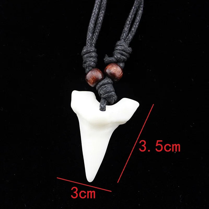 Imitation Yak Bone Shark Tooth Necklace Cool Men Women's Jewelry White Teeth Amulet Pendant Gifts