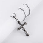 Silver Cross Pendant Necklace Vintage Box Chain