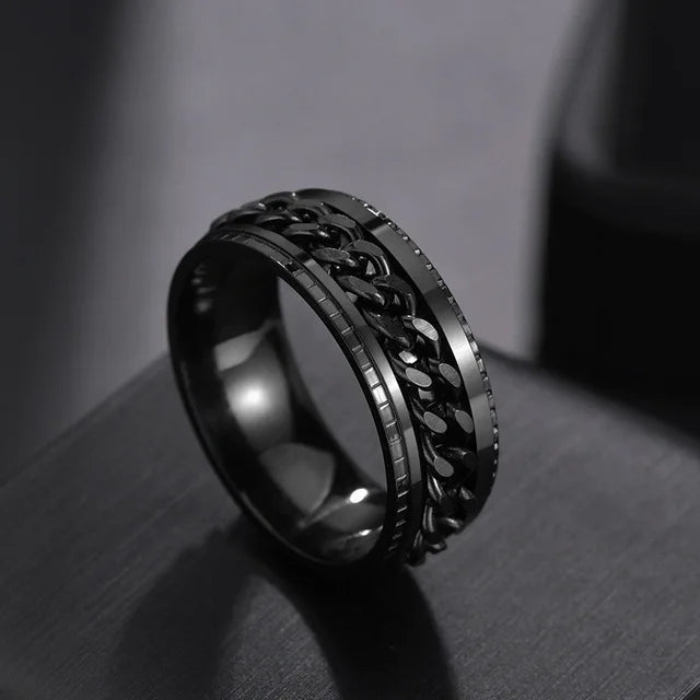 Rotatable Chain Spinner Ring — Two-Tone