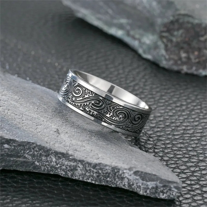 Retro Handcraft Statement Ring — Stainless Steel