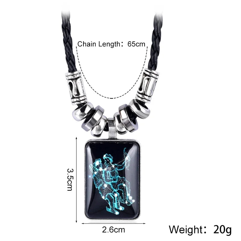 2024 Personalized Pendant Necklace Galaxy Constellation Design 12 Zodiac Sign Horoscope Astrology Necklace For Women Men Resin J