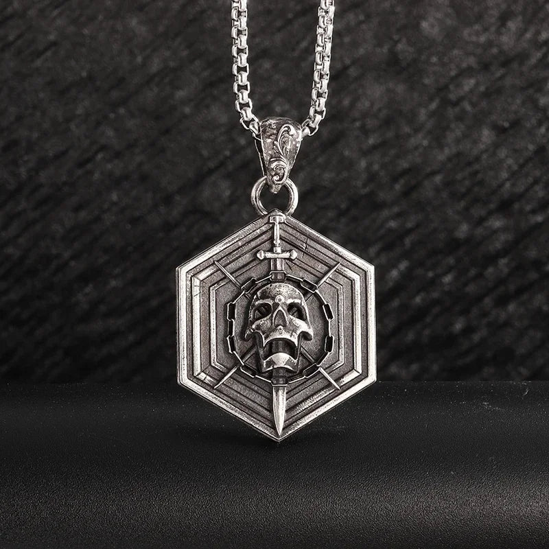 Sun Hugging Moon Round Pendant — Stainless Steel