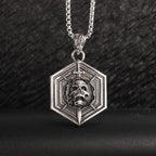 Sun Hugging Moon Round Pendant — Stainless Steel