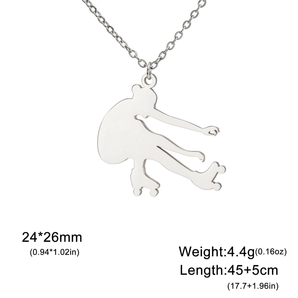 Ice Skater Charm Necklace — Stainless Steel