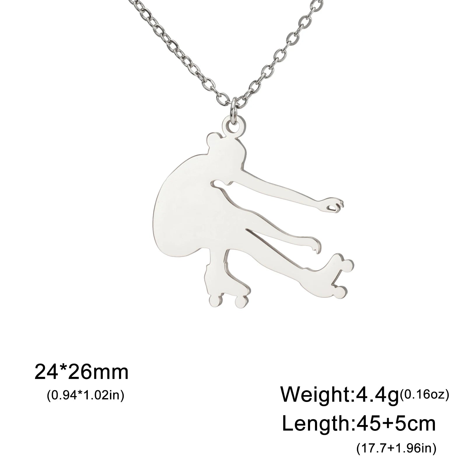 Ice Skater Charm Necklace — Stainless Steel