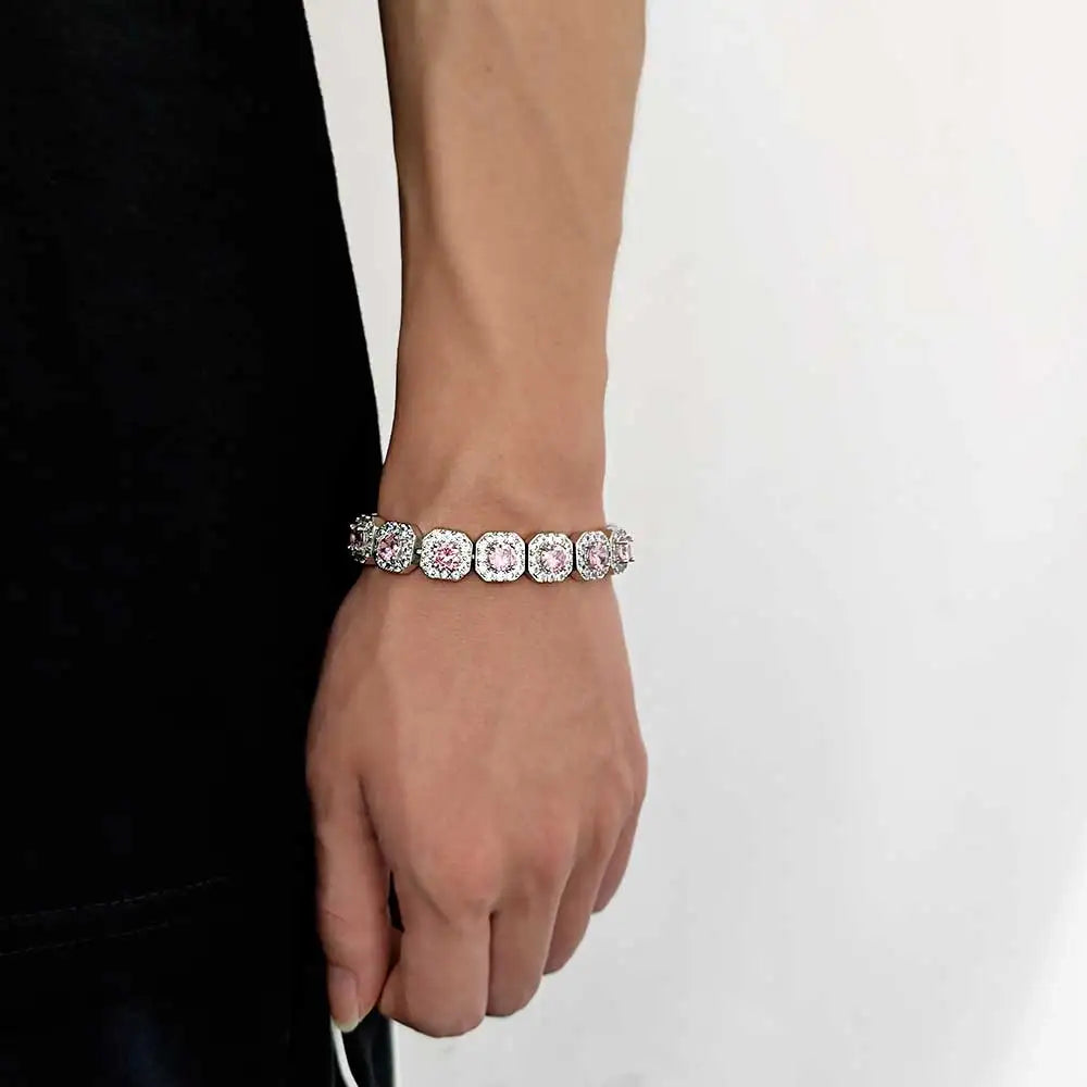 Tennis Chain Bracelet Gemstone Cluster
