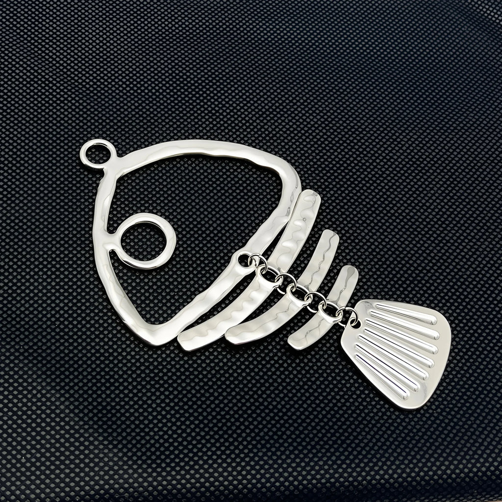 1Piece Matt Golden and Silvery Large Fish Bone Skeleton Charms Pendants for DIY Necklace Jewellery Making Findings