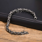Chunky Byzantine Chain Bracelet 21cm — Vintage, Stainless Steel
