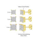 Gold Iced Out Square Zirconia Earrings Statement