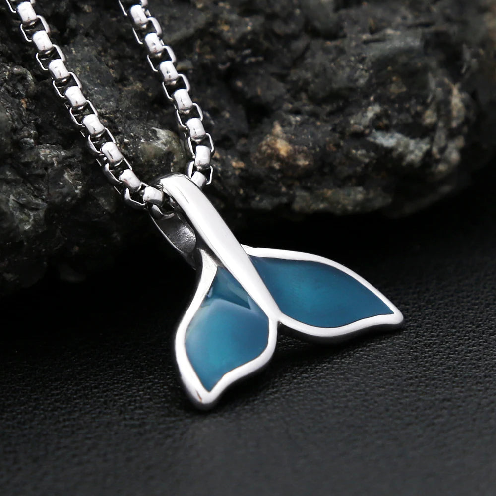 Blue Whale Tail Pendant — Stainless Steel