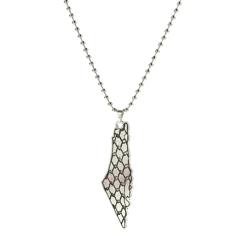 Palestine Map Pendant Necklace — Stainless Steel
