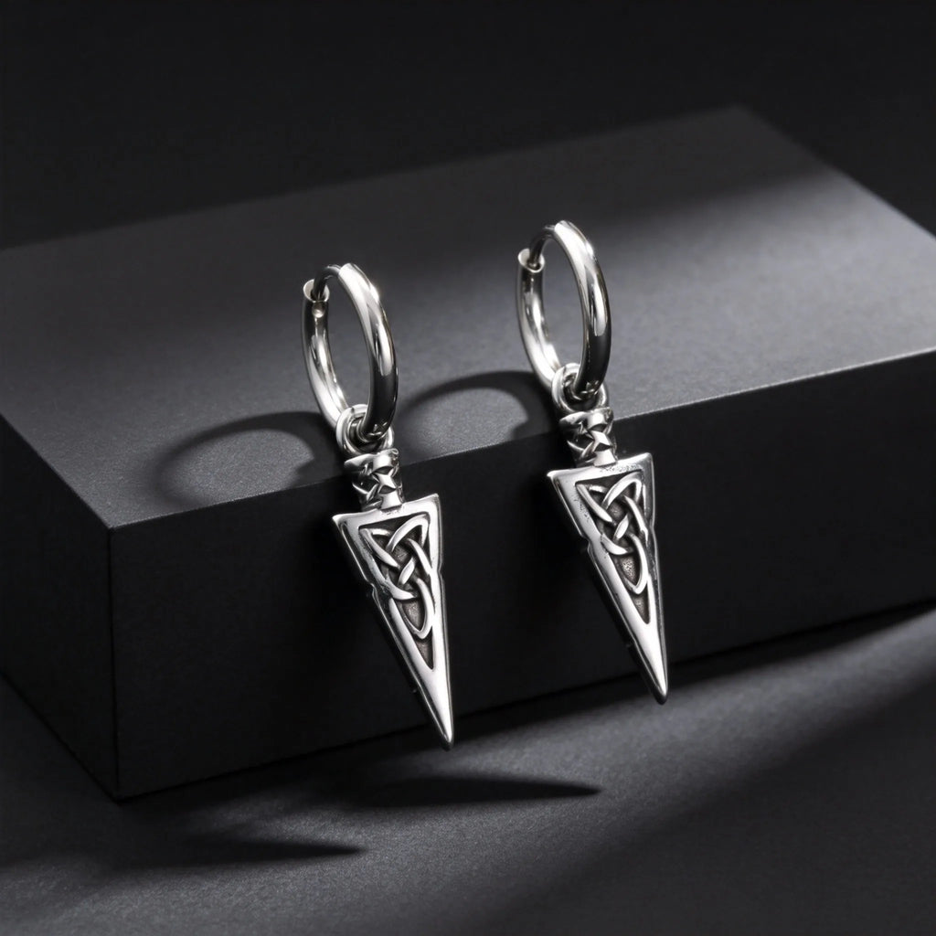 Hip Hop Punk Viking Axe Dangle Earrings for Men, Fashion Celtic Knot Rune Amulet Earrings, Stainless Steel Punk Jewelry