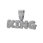 Men Hip Hop Bling KING Letter Pendant Necklace With Miami Cuban Link Chain Full Crystal  Necklaces Men Male Hiphop Charm Jewelry