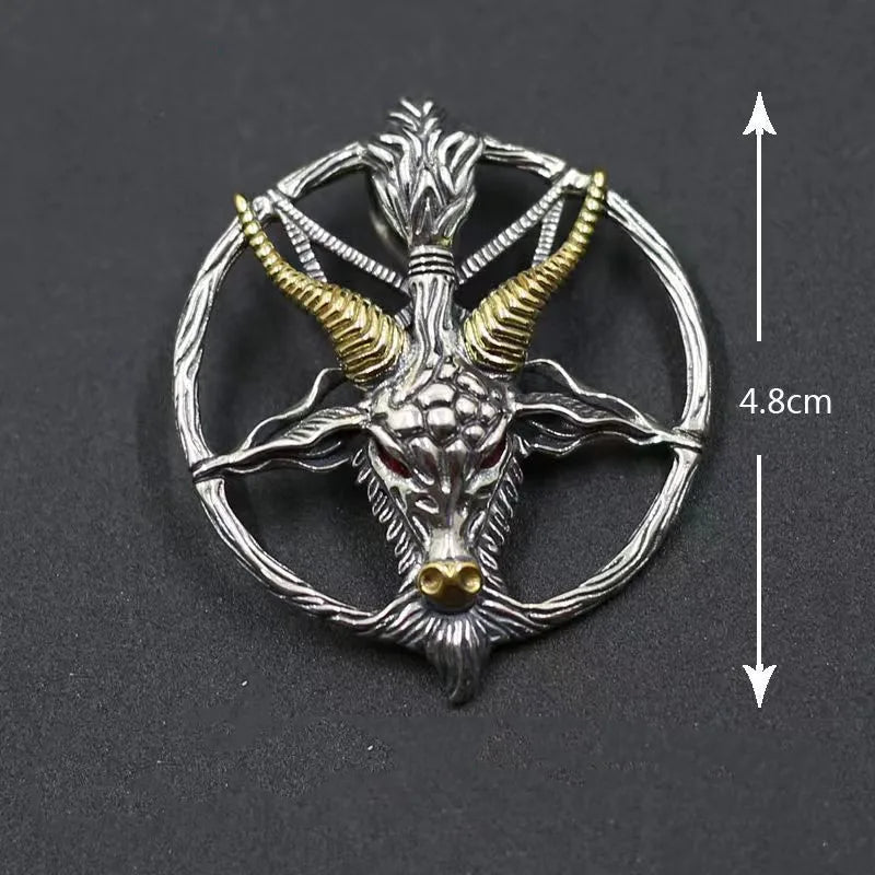 Vintage Punk Inverted Pentagram Satanic Goat Necklace Pendant for Men Unique Pagan Amulet Jewelry