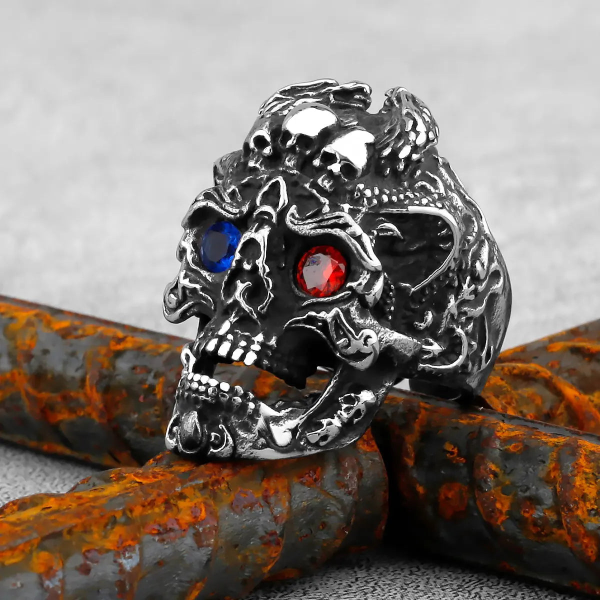 High Polish Heavy Skull Ring — Two-Tone