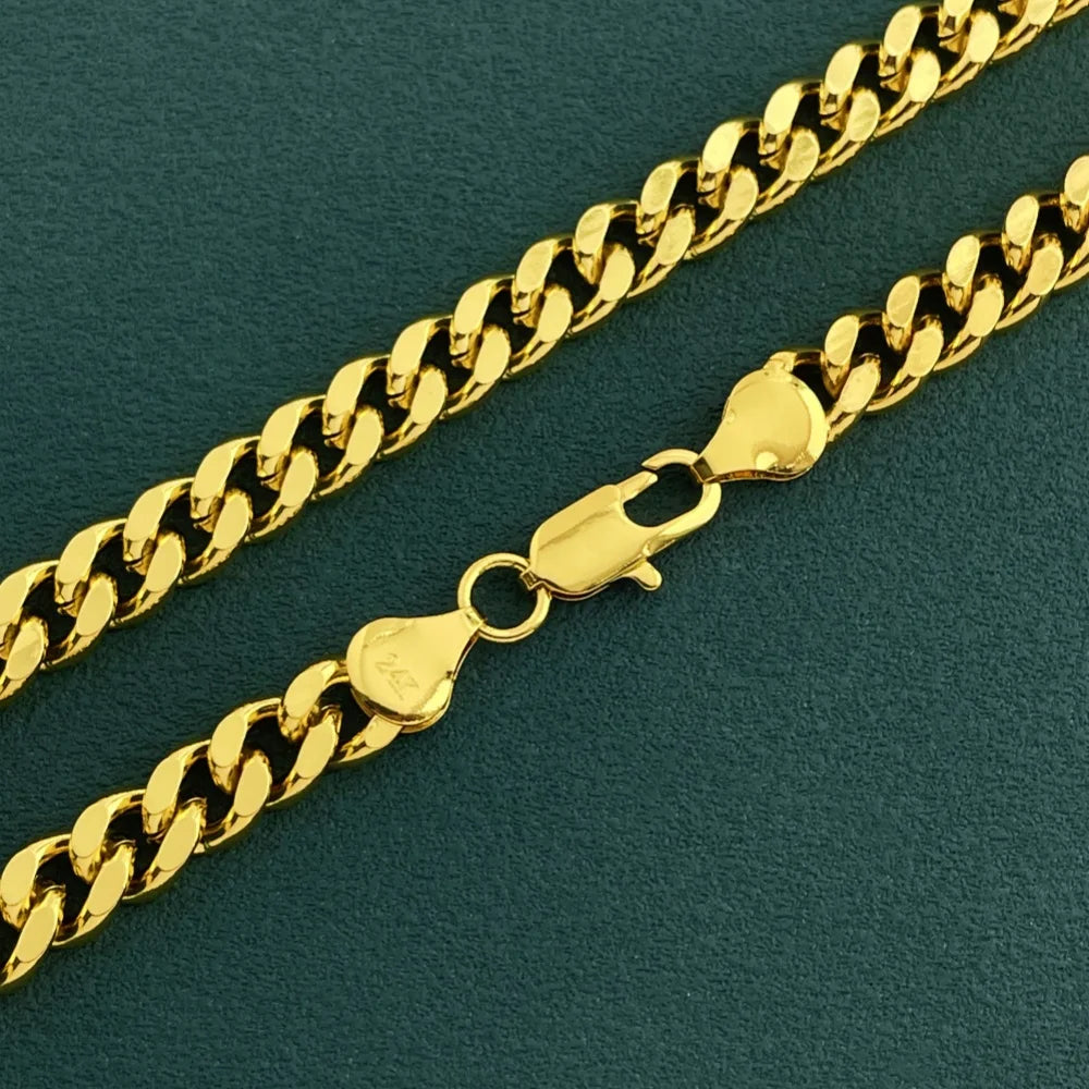 Andara 925 Sterling Silver Gold Plated 8mm Cuban Side Chain Necklace Mens Favorite Accessories Jewelry Gift
