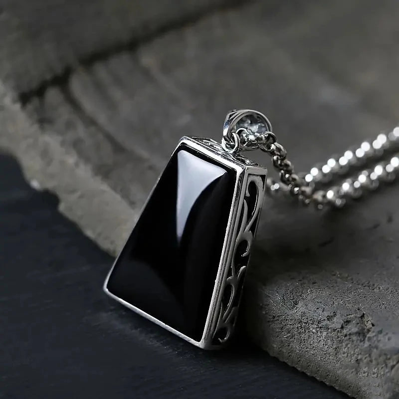 Geometric Retro Pendant Necklace — Two-Tone Chain, 45cm