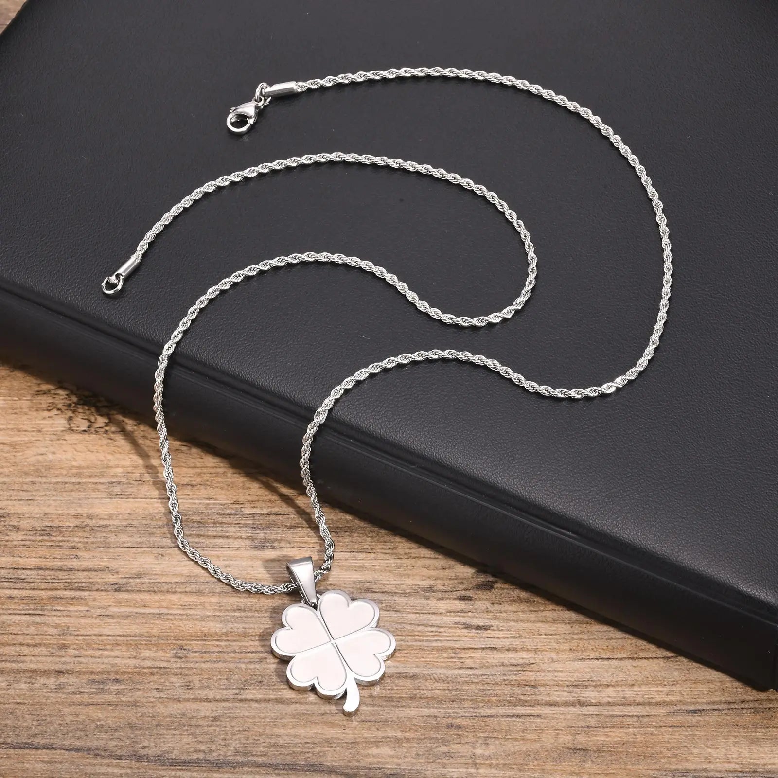 Four Leaf Clover Pendant Necklace — Stainless Steel