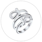 Ankh Cross Ring Layered Wrap Key of Life — Stainless Steel