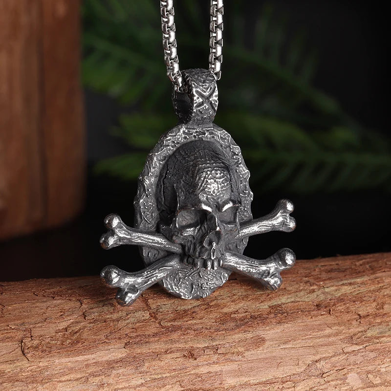 Cool Heavy Bicycle Chain Skull Motorcycles Engine Metal Pendant Jewelry Motor Biker Skull Cross Men Pendant
