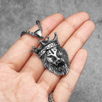 Crown Lion Unique Men Necklace Stainless Steel Pendant Chain Hip Hop Punk Jewelry Biker Male Accessories Gifts Daily