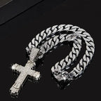 Hip Hop Big Cross Pendant Necklace Punk Fashion Miami Cuban Chain for Men and Women Religious Prayer Jewelry Accessories