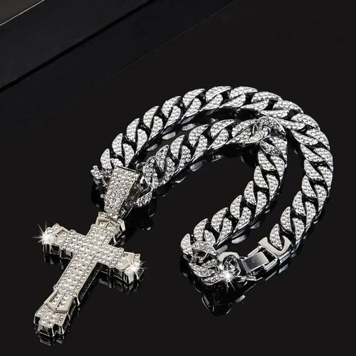 Big Miami Cuban Cross Necklace — Mixed Metal Statement