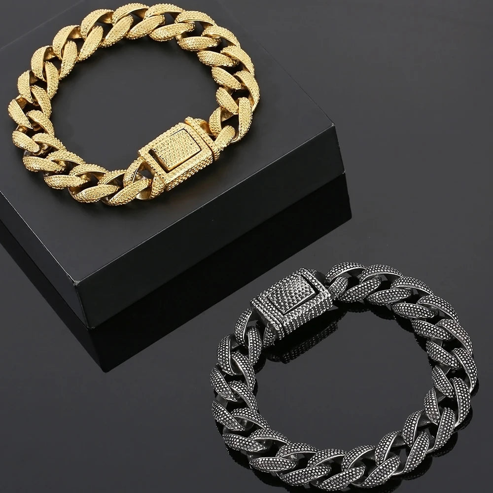 Retro 10MM Width Curb Cuban Link Chain Bracelet for Men Solid 316L Stainless Steel Casting Bracelets & Bangles Boys