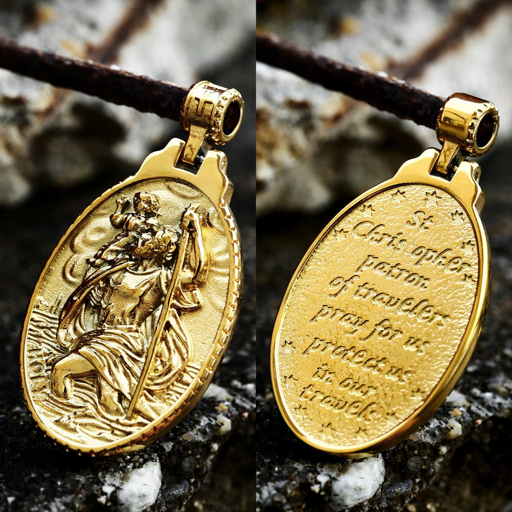 St Christopher Men's Patron Saint Of Time Travelers Archangel Michael dragon slayer st george Pendant Chain Necklace
