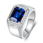 Solitaire Male 5ct Lab Emerald Sapphire Ring 925 sterling silver Engagement Wedding band Rings for Men Moissanite Party Jewelry