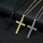 Classic Stainless Steel Cross Pendant Necklace For Women Men Link Chain Charm Necklace Cool Boys Girls Punk Hip Hop Jewelry Gift