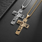 Gold Cross Jesus Pendant Necklace Minimal Box Chain
