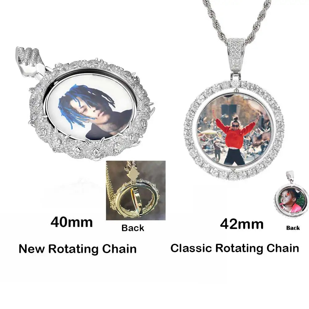 Statement Photo Pendant Necklace Rotating