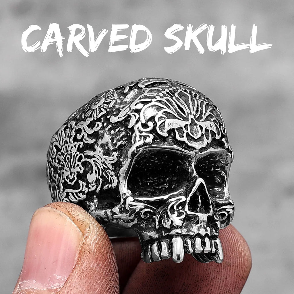 Vintage Punk Gothic All Skull Head Series Stainless Steel Womens Mens Rings Unique for Biker Jewelry Creativity Gift