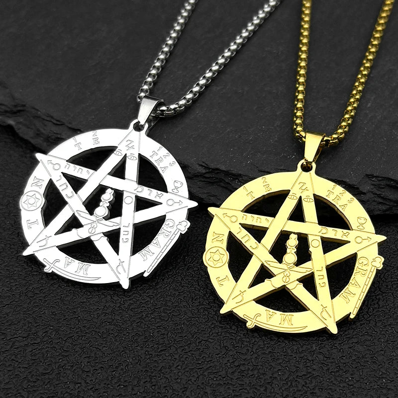 Solomon Pentagram Gold Pendant Necklace