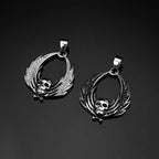 Fallen Angel Wings Skull Pendant Necklace — Stainless Steel